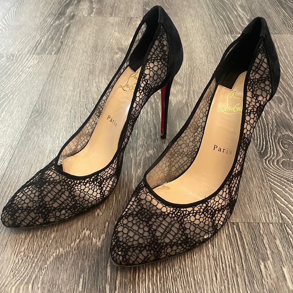Christian Louboutin Lace Suede Heels